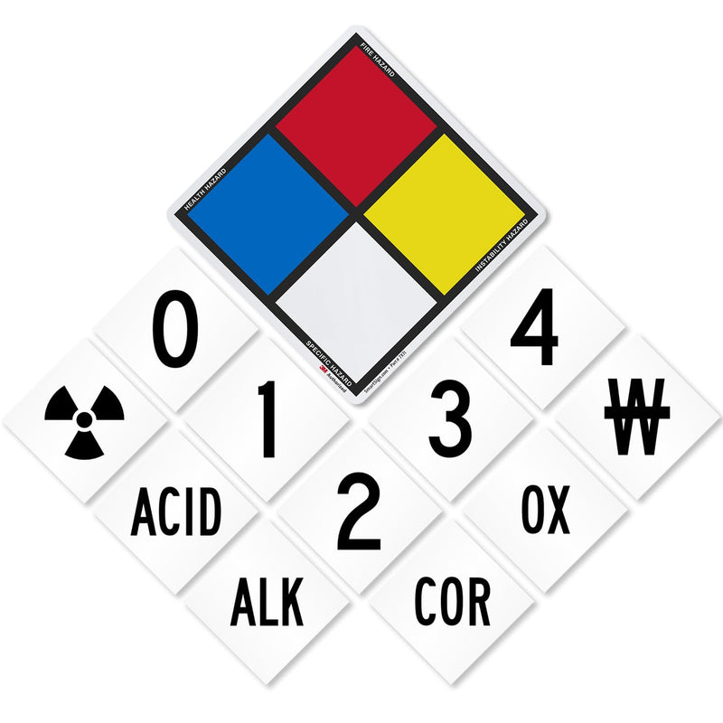 SmartSign - S-5545 NFPA Adhesive Label Kit (Placard, Digits & Symbols) | 17" Tall (Tip-to-Tip) Diamond 3M Engineer Grade Reflective 17" Tall Engineer Grade Reflective Label Kit