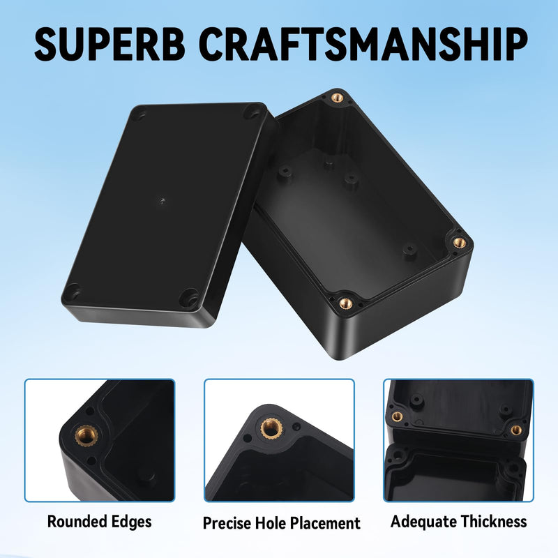 [Australia - AusPower] - 4 Piece Junction Box, IP67 Waterproof Plastic Housing with 12 Cable Glands, 100 x 68 x 50 mm Junction Box, Black, Housing Electronics for Indoor and Outdoor Electrical Installations Black IP67 
