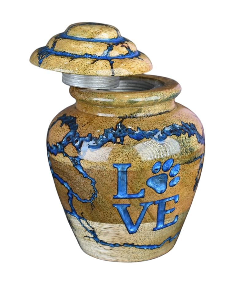 Cremation Urn for Pets Ashes Adult - Wooden and Resin Urns for Dog Ashes Box for Cats - Decorative Urns - Burial and Funeral Box (Small - 20 lbs) Small - 20 lbs