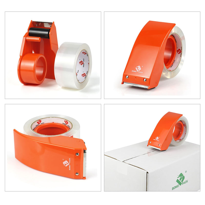 BOMEI PACK Heavy Duty Packing Tape with Dispenser 1.88'' x 66 YDs, Clear Box Tape for Packaging Shipping Moving Storage and Mailing, Strong Package Tape 1 Rolls + 1 Dispenser