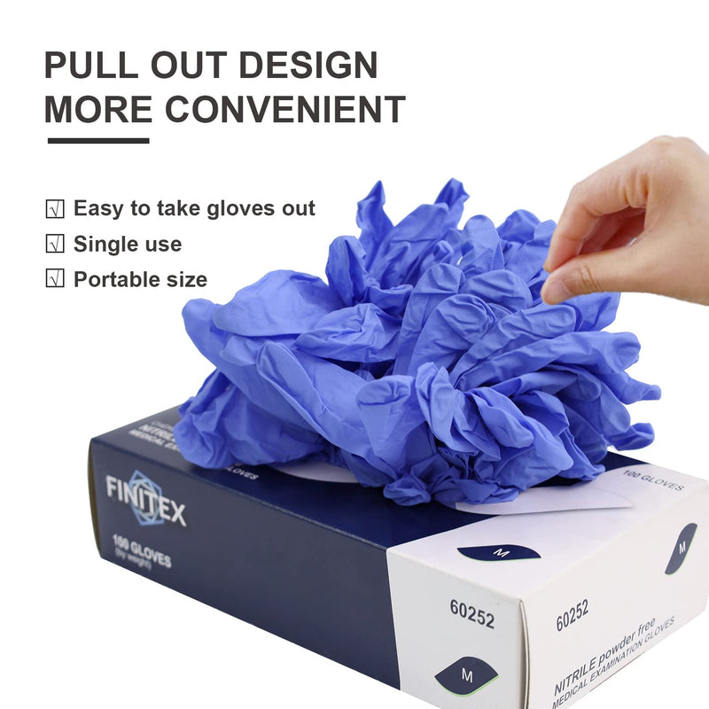 [Australia - AusPower] - FINITEX Nitrile Disposable Gloves Medical Exam Gloves - 100/1000 PCS Latex-free Examination Purple Chemo Food Gloves Ice Blue(medium 100) 