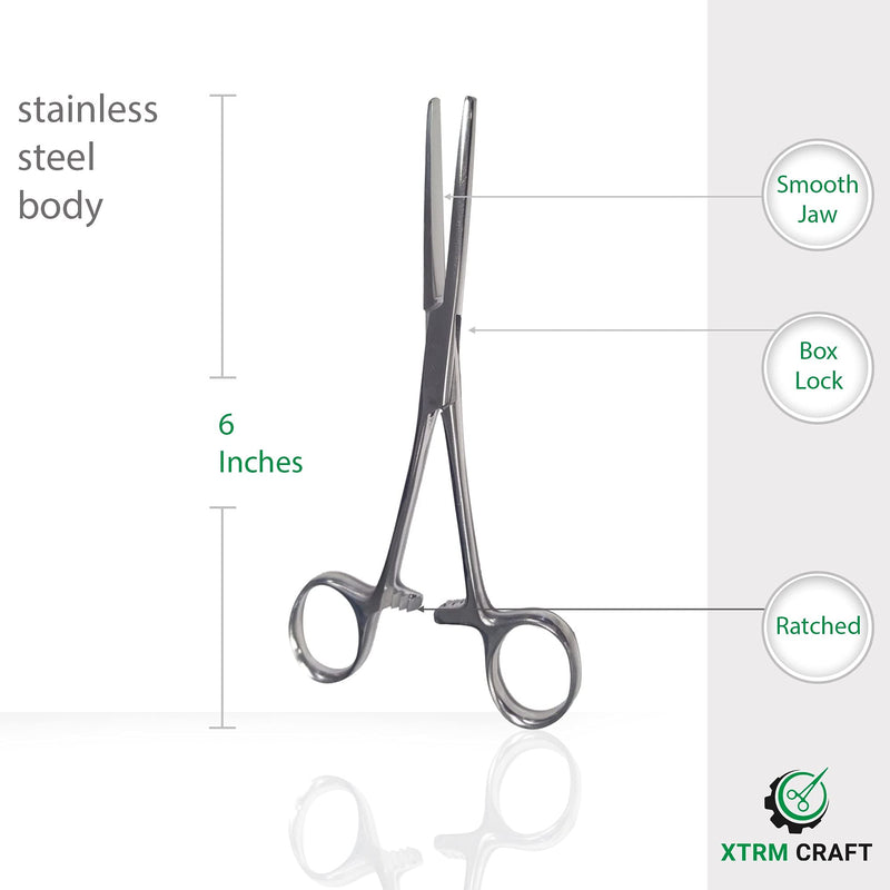[Australia - AusPower] - Smooth Hemostat Stainless Steel - Multipurpose Locking Tweezer Clamps - Ideal Hemostats for Nurses, Fishing Forceps, Crafts and Hobby, Straight 7" 7" 
