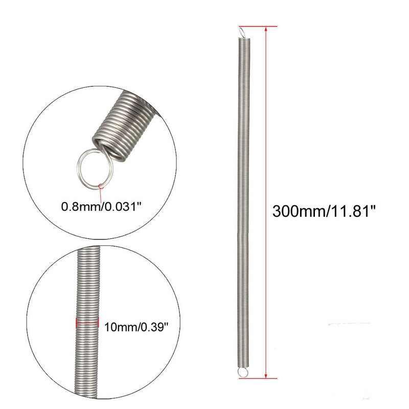 [Australia - AusPower] - uxcell Extended Tension Spring Wire Diameter 0.031" , OD 0.39" , Free Length 11.81" Stainless Steel Small Dual Hook Tension Spring for Machinery Construction Industrial 0.031"x0.39"x11.81" 