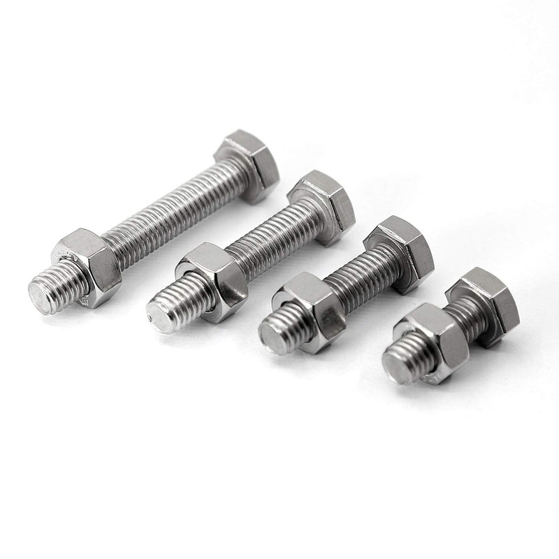 [Australia - AusPower] - M8 Hex Head Screws Bolts and Nuts Set, 304 Stainless Steel 18-8, Full Thread, Bright Finish, Machine Thread (20mm 30mm 40mm 50mm) M8 