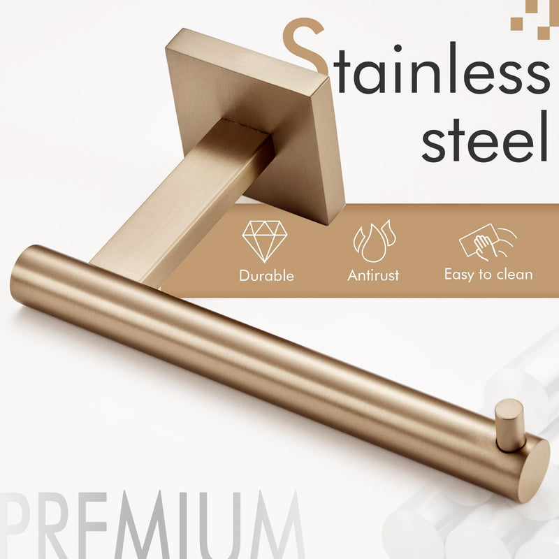 KOKOSIRI Toilet Paper Holder Champagne Bronze Toilet Roll Holder Hold Mega Rolls Kitchen Bathroom Tissue Paper Dispenser Stainless Steel, B2005CPG Horizontal