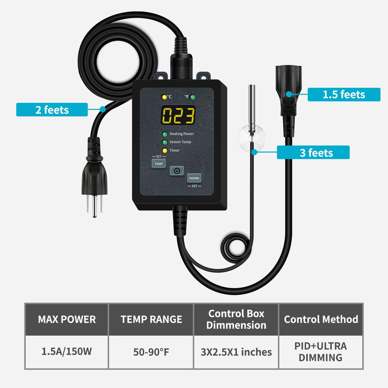 [Australia - AusPower] - SYSAI Digital Thermostat Controller for Reptiles, Seed Germination, Breeding, Incubation and Small Greenhouse, 50-95°F, 1.5A 150W 