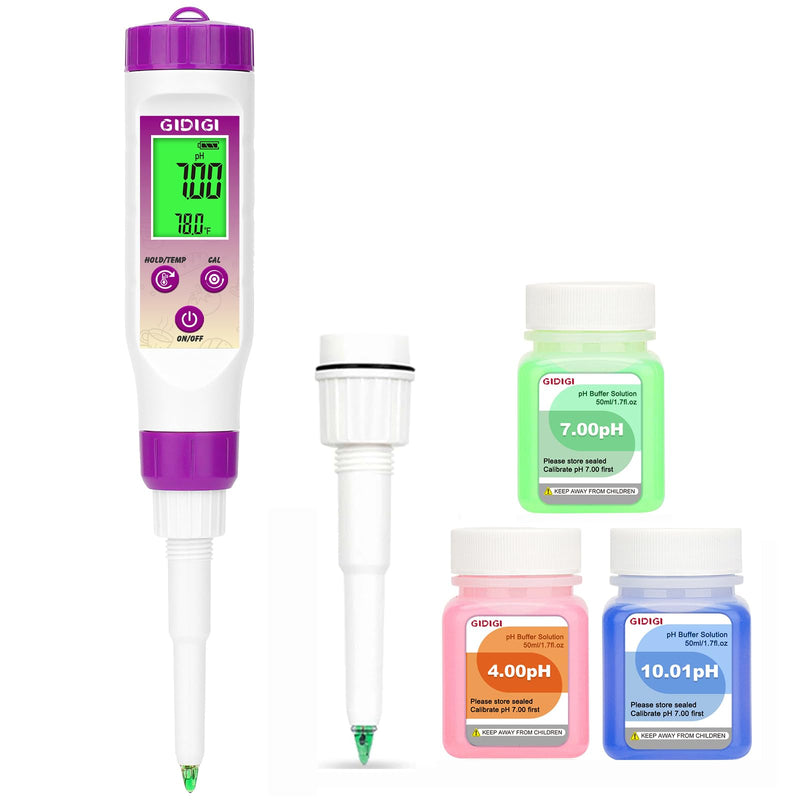 Digital pH Meter Food with Replaceable pH Probe Spear Tip pH Tester Electrode for Semi-Solid Samples