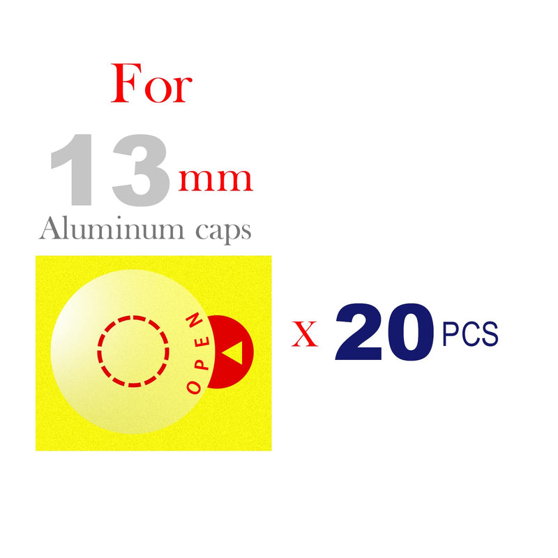 Laboratory Circle Sealing Sticker Self Adhesive Sealing Labels for Aluminum Plastics Caps, Leak-Proof,20pcs (for 13 mm Cap) 20pcs For 13 mm cap