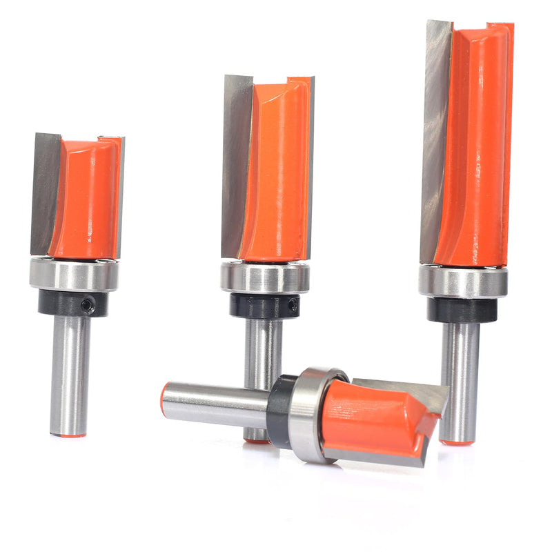 [Australia - AusPower] - Sinoprotools Flush Cutter 8 mm Shaft Copy Cutter with Interchangeable Ball Bearing, Router Bit Pack of 4 4-tlg Bündigfräser Set 