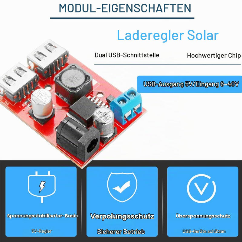 Dual USB Power Supply Module 2 Pieces DC-DC Step Down 9V/12V/24V/36V to 5V 3A Buck Car Charger Solar Voltage Converter Module 150kHz