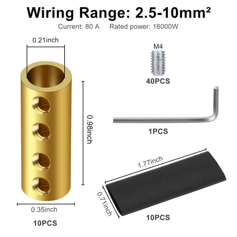 [Australia - AusPower] - Linkstyle 10pcs 6 AWG Gauge Wire Connector Nut Kit, 80A Quick Wiring Connection Terminal, Splicing Quick Wiring Connection Terminal, Circuit Connector Wire Connector with Screws and Heat Shrink Tube 6 AWG-80Amp 
