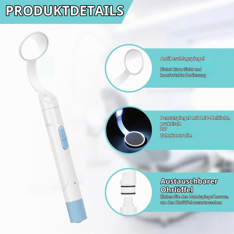 Flintronic Mouth Mirror with LED Light, Anti-Fog Dental Mirror with 2 Lighting Modes, Oral Dental Mirror, Mouth Tooth Inspection Mirror, Rechargeable USB LED Dental Care Mirror, for Dental Care Doctors USB charging model-blue