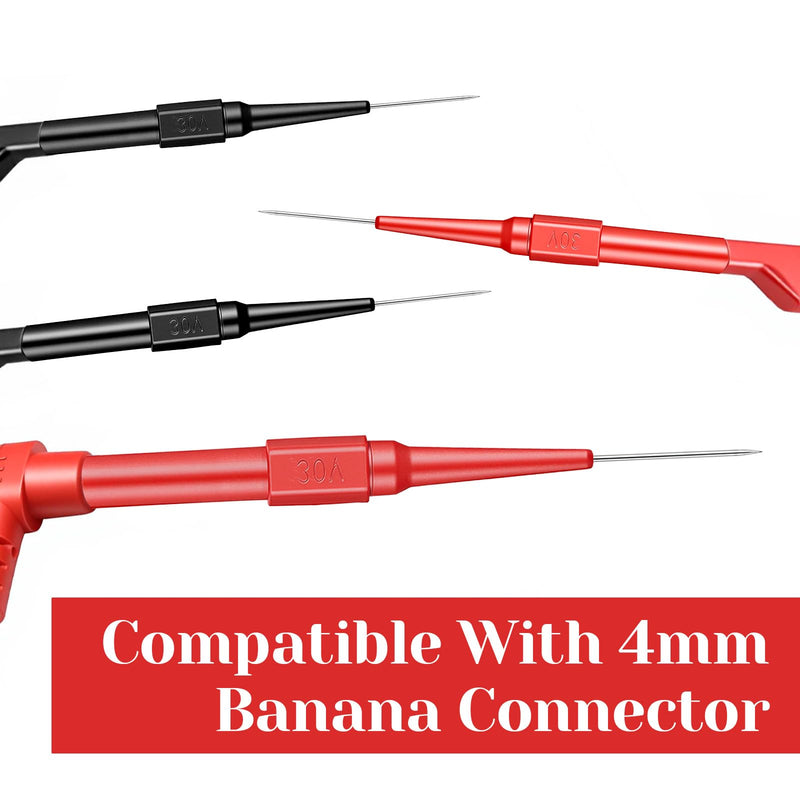 [Australia - AusPower] - 10PCS Back Probe Kit 0.7mm Test Probe Pins Non-Destructive Wire Piercing Insulation Back Probes with 4mm Banana Socket for Car Tester Multimeter Tester 