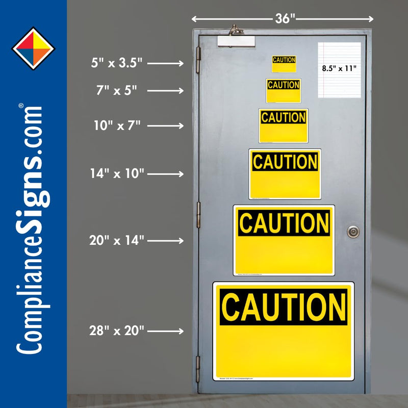 ComplianceSigns.com CAUTION Pinch Point Keep Hands Clear ANSI Label Decal, 5x3.5 inch 4-Pack Vinyl for Machinery, American Made Safety Signs for the Workplace