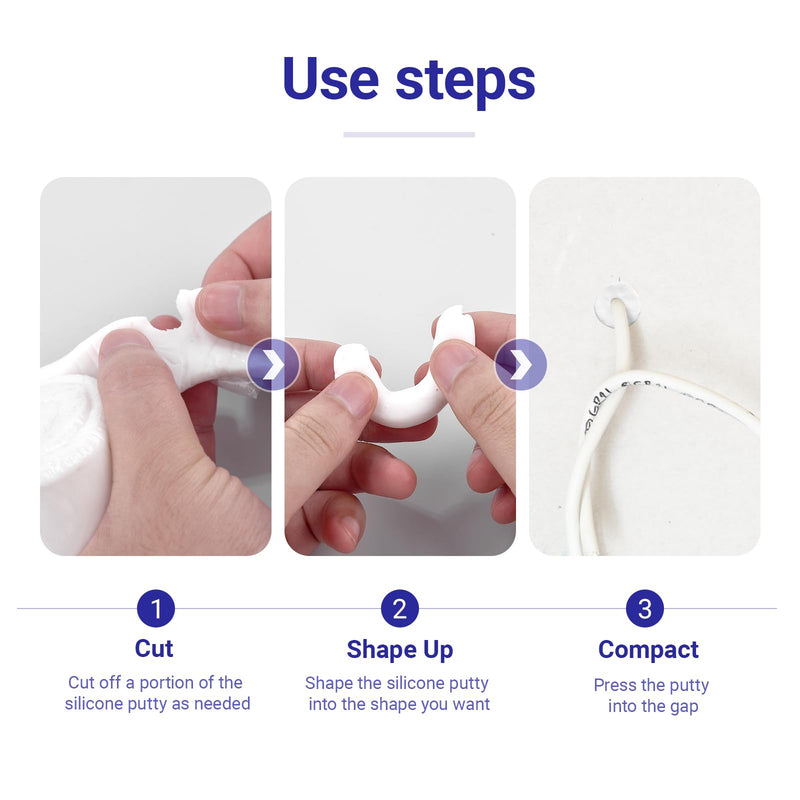 [Australia - AusPower] - Moldable Silicone Putty, Waterproof, Stay Pliable,Good Plasticity for Repair and Fill Various Gaps in Bathrooms, Fountains, Water Pipes, Walls (White) White 
