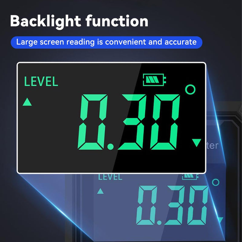 [Australia - AusPower] - 4-Side Magnetic Digital Angle Gauge, Cube Inclinometer with Backlight, Rechargeable Digital Angle Finder with LCD Display, Table Saw Miter Protractor, Woodworking Measuring Tool 