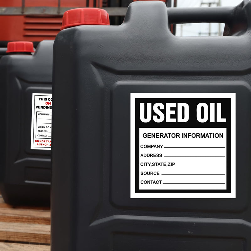 [Australia - AusPower] - Harloon 100 Pack Adhesive-Poly Vinyl Hazardous Waste Label 6 x 6 Inches Used Oil Label, Black and White Hazardous Material Stickers for Industrial, Chemical Safety Compliance(Information Style) Information Style 