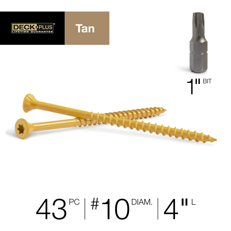 [Australia - AusPower] - Deck Plus 48423 Wood Screws #10 x 4", Tan, 1lb Box, 43 pieces 