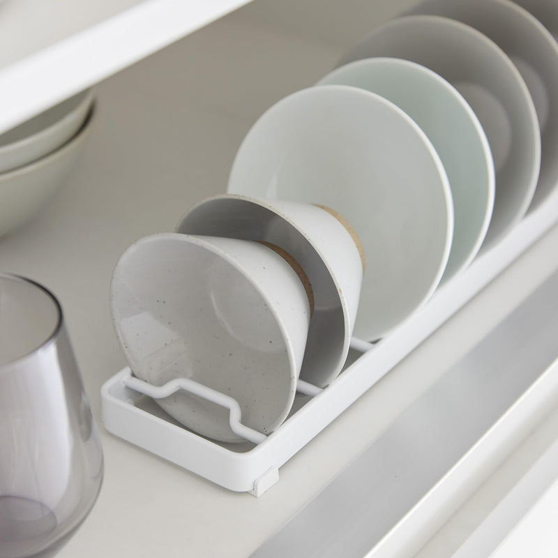Yamazaki 1371 Tower Bowl Storage S White Steel Minimalist 32 x 8.6 x 2.2 cm (L x W x H) | Steel, with non-slip silicone feet, organizer for shelves and drawers, 8.6 x 32 x 2.2 cm, Japanese design