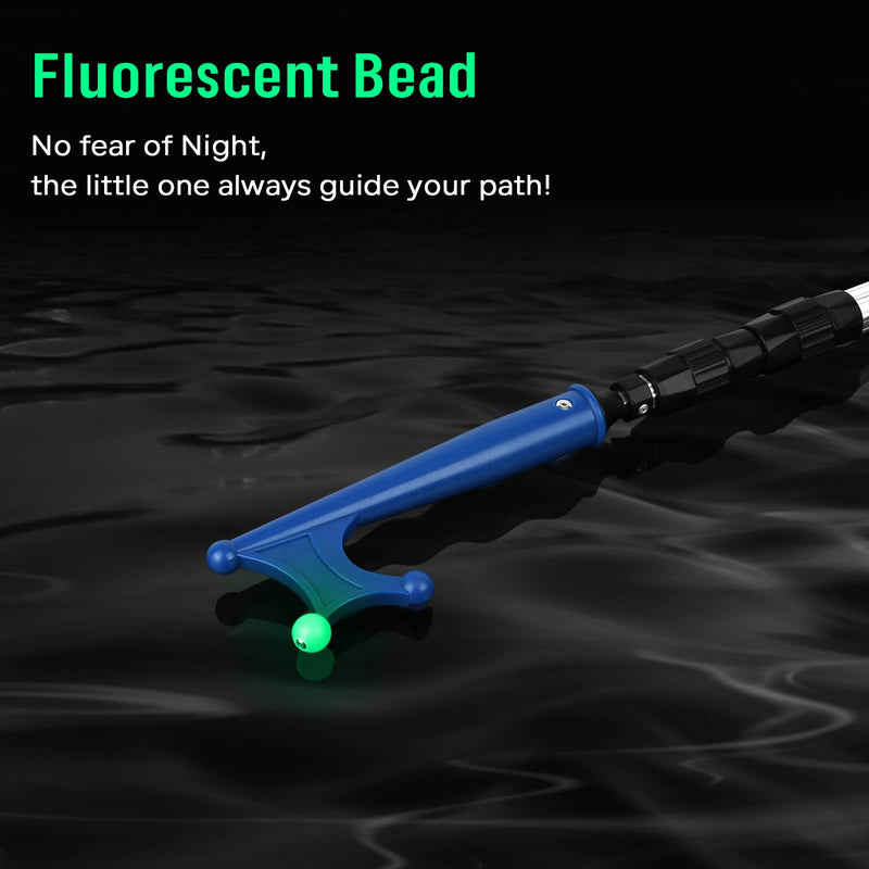 SANLIKE Telescopic Boat Hook for Docking, Extendable Marine Docking Pole with Luminous Design, Rust-Resistant Aluminum, Non-Slip Handle, Lightweight Boat Accessories for Kayak Fishing Pontoon silver