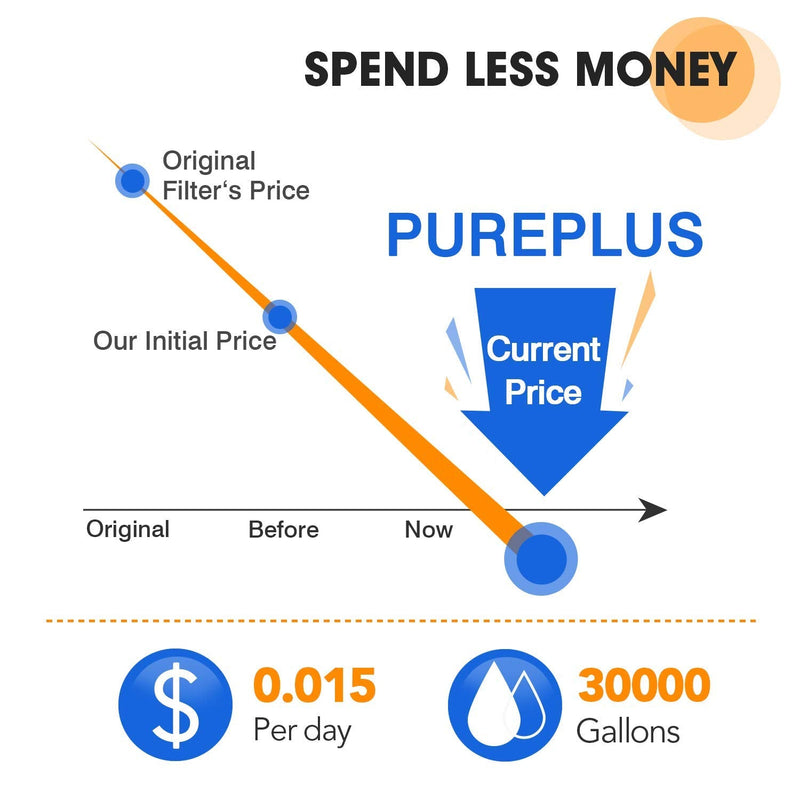 [Australia - AusPower] - PUREPLUS 10" x 4.5" Whole House Pleated Sediment Filter for Well Water, Replacement Cartridge for GE FXHSC, Culligan R50-BBSA, Pentek R50-BB, DuPont WFHDC3001, American Plumber W50PEHD, GXWH40L, 2Pack 2 Count (Pack of 1) 