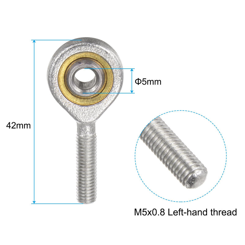 [Australia - AusPower] - uxcell 4pcs SA5T/K 5mm Rod End Bearing M5x0.8 Male Left Hand Thread, Cast Iron Rod End Joints with Jam Nut 