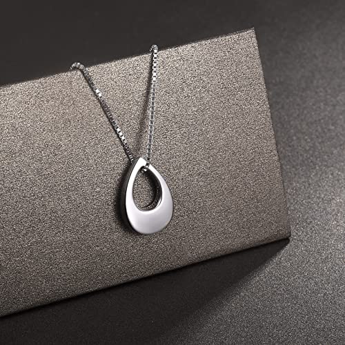 YLT S925 Sterling Silver Hollow Teardrop Cremation Necklace for Ashes