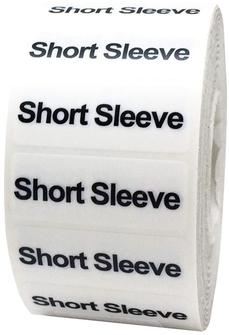 Short Sleeve Clothing Labels – Size Strip Stickers for Retail Apparel, 1.25 x 5 Inch Clear Adhesive Labels, 125 Total Stickers Per Roll for Clothing, Inventory, and Store Displays – Made in the USA