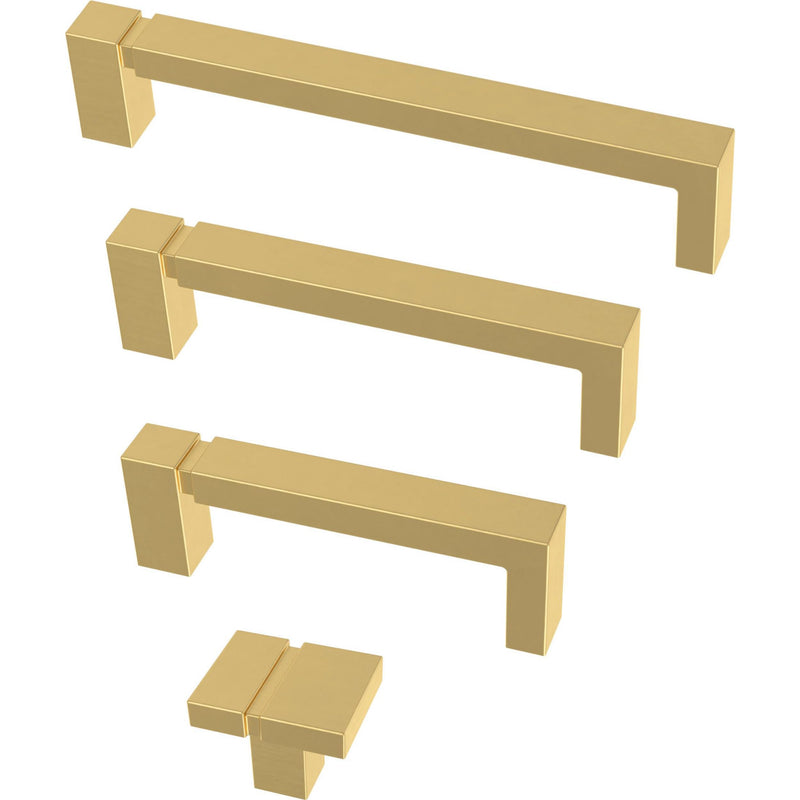 Franklin Brass (10-Pack) – Modern Gold Cabinet Handles, 3 Inch Hole Center, Modern Pulls for Drawers, Kitchen Cabinet Door, Dressers | Asymmetric 3 in (76 mm)