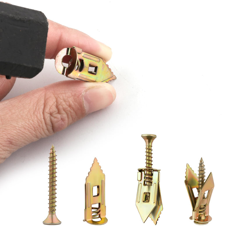 [Australia - AusPower] - 40Pcs Self Drilling Drywall Anchors and Screws Kit - Zinc Plated Steel Wall Anchors for Drywall Heavy Duty, No Drill Or Holes in Wall, for TV, Shelf Straps, Cabinets (20PCS Screws and 20PCS Anchors) 