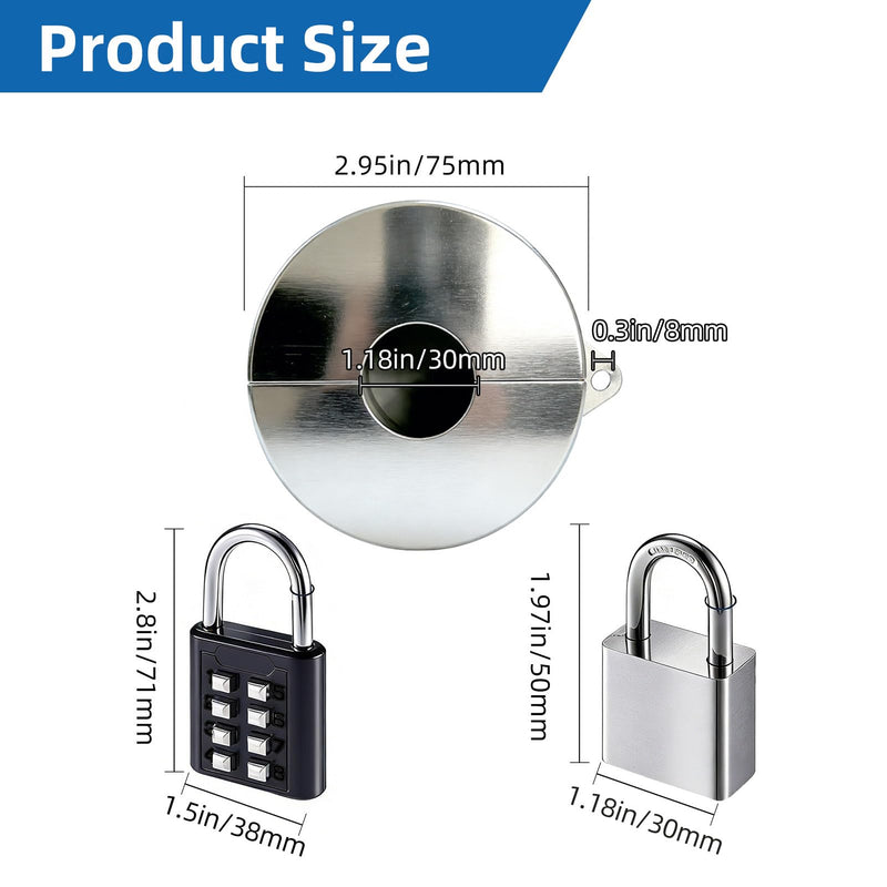 Outdoor Faucet Lock, Stainless Steel Water Spigot Lock with 2 Padlock, Hose Bib & Gate Valve Lock for Outside Faucet, Prevent Unauthorized Use & Water Theft (1.3–2.5 Inch Silver)