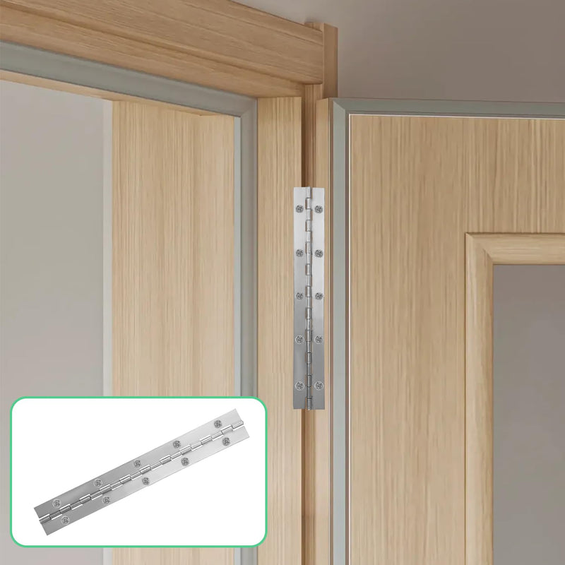 [Australia - AusPower] - 2Pack Silver Continuous & Piano Hinges 10 Inch x2 OpenWidth Heavy Duty With Hole Polished Stainless Furniture for Boats Cabinets Storage Box Door Cases With 20 Screws 