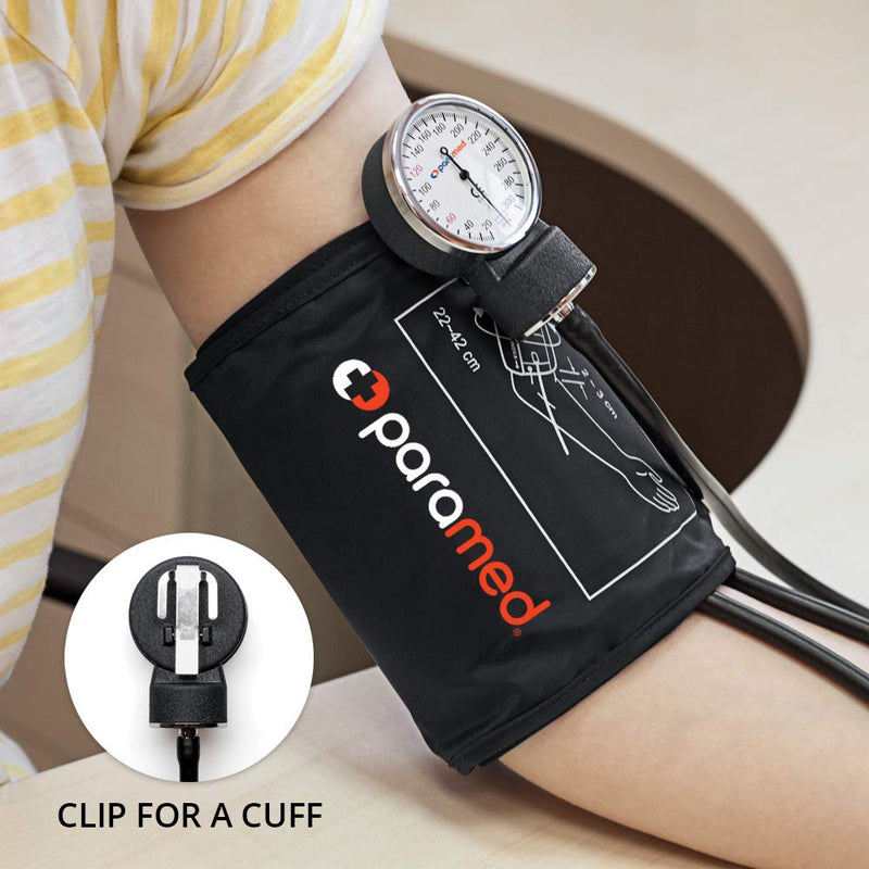 [Australia - AusPower] - PARAMED Aneroid Sphygmomanometer with Stethoscope – Manual Blood Pressure Cuff with Universal Cuff 8.7-16.5" and D-Ring – Carrying Case in The kit – Black 