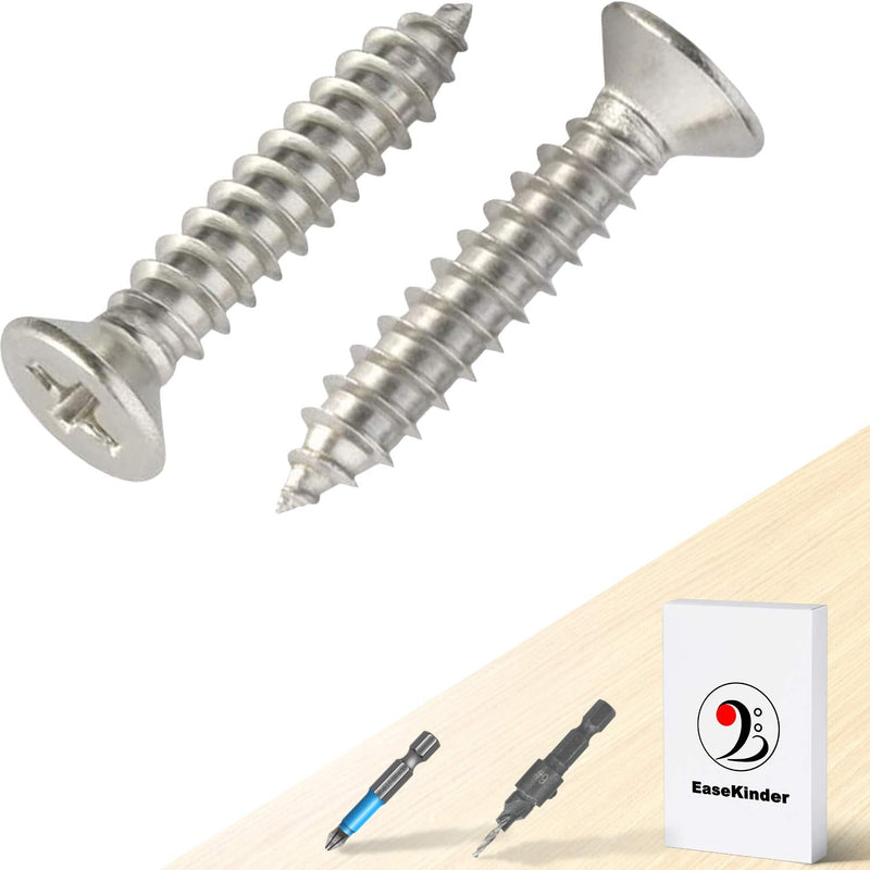 [Australia - AusPower] - Wood Screws - 120PCS Flat Head Phillips Screws, 304 Stainless Steel Screw with Adjustable Wood Countersink Kit (#6 x 3/4") #6 x 3/4" 