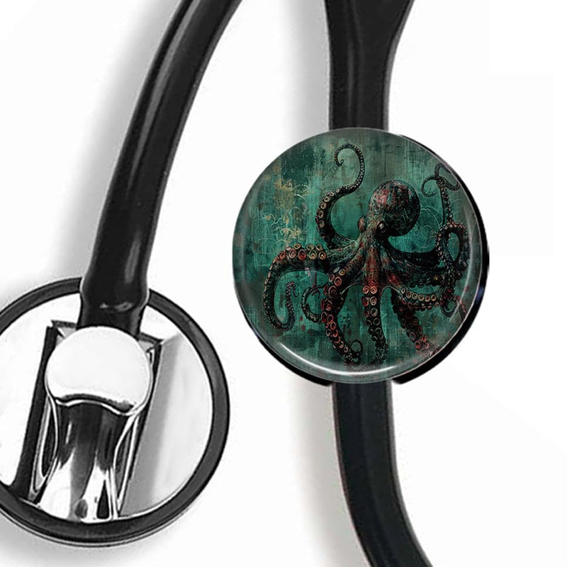 [Australia - AusPower] - Zenithstar Dark octopus StethoscopeTag Personalized,Nurse Doctor StethoscopeID Tag Customized, Medical StethoscopeName Tag,Ideal for Anyone That uses a Stethoscope, Nursing Students,etc. 