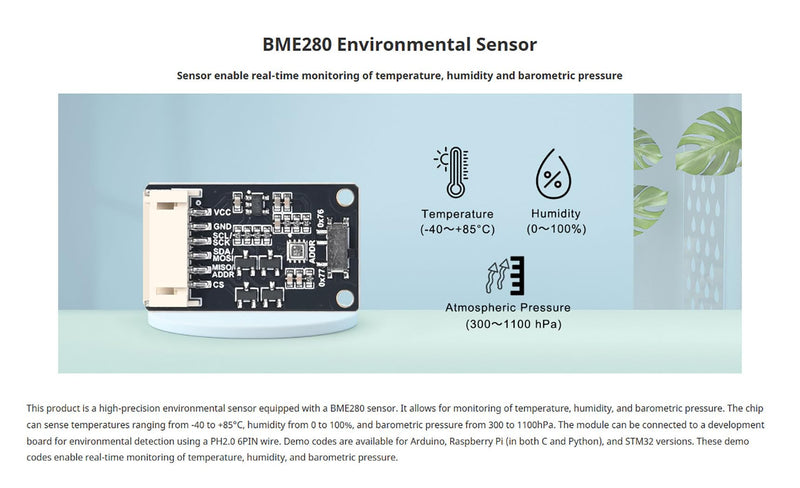 [Australia - AusPower] - BME280 Environmental Sensor, Temperature Humidity Barometric Pressure Monitoring Module, Support I2C/SPI Interface Compatible with 3.3V and 5V 