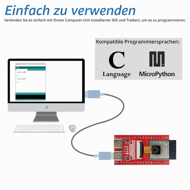 Freenove ESP32 ESP32-S3 Camera Board Kit (16 MB Flash) with 1GB Card | Dual-Core 32-bit 240MHz Microcontroller, USB OTG Camera WiFi+BT, Python C Code, Sample Projects Tutorial Green