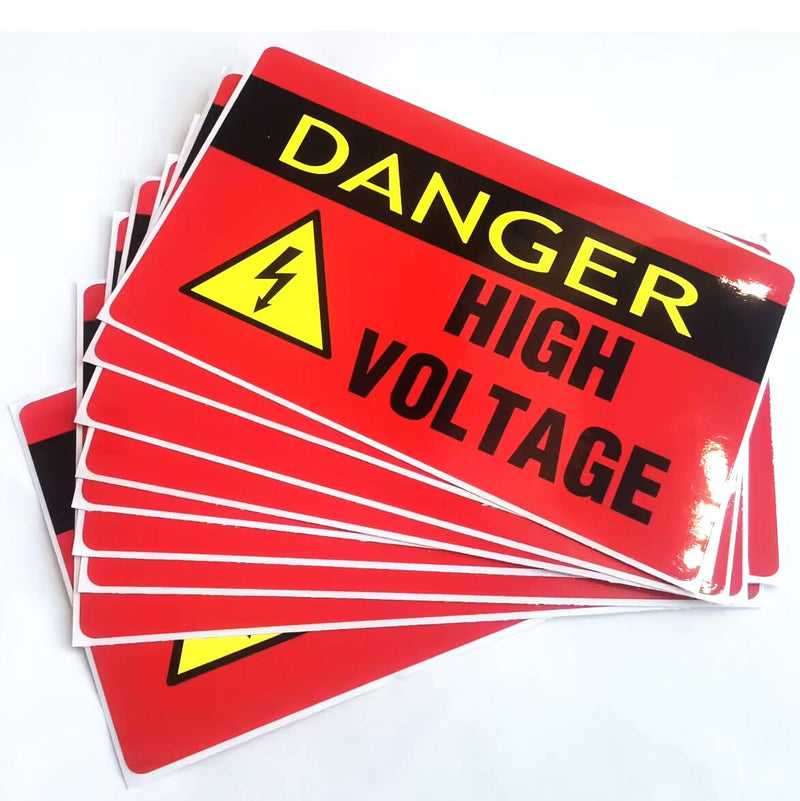 Danger High Voltage Warning Sticker Sign,3 x 5 Inches Hazardous Voltage Safety Warning Labels,Vinyl Adhesive High Voltage Electrical Safety Sign Labels (10 Pack)
