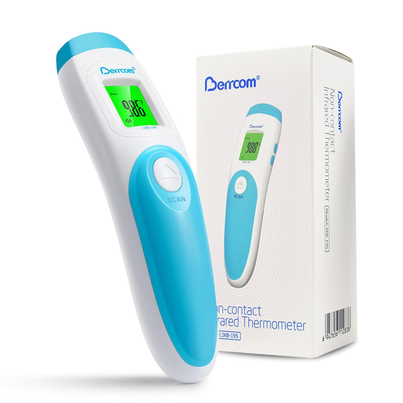 [Australia - AusPower] - Berrcom Non Contact Forehead Thermometer Digital 3 in 1 Contactless Infrared Thermometer for Babies Adults Objects and Space Instant Measuring Time Memory Function Blue 