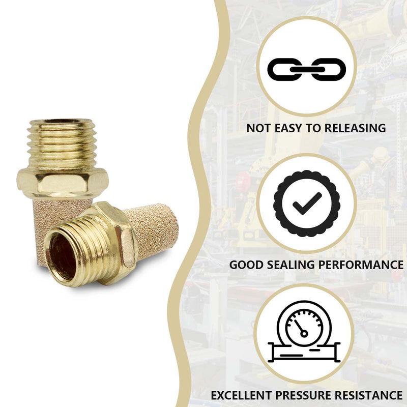[Australia - AusPower] - Bwintech 10 Pcs SL-02 Air Silencer, 1/4 Inch Male Thread Sintered Brass Exhaust Silencer 1/4" 