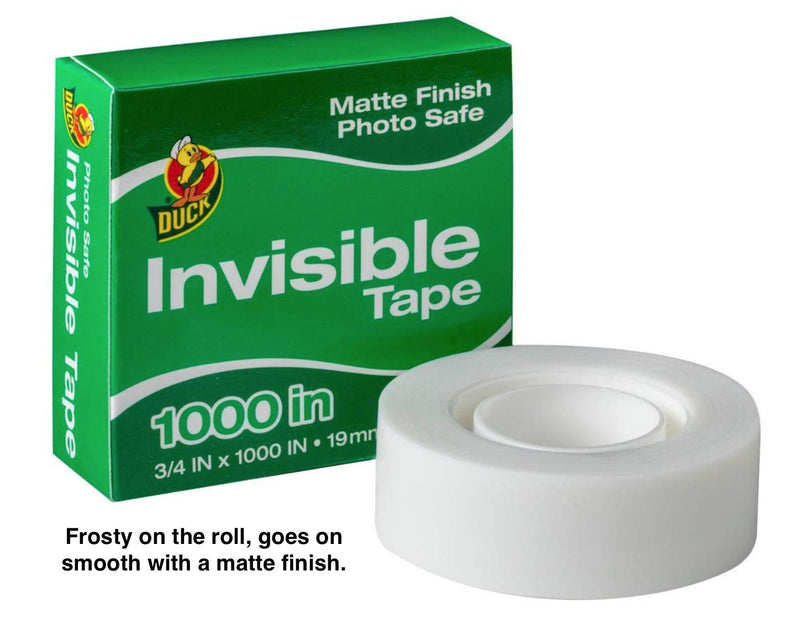 Duck Brand Matte Finish Invisible Tape Refill for Dispenser, 10 Rolls, Each Roll 3/4-Inch x 1000 Inches for 10000 Total Inches 10 Refill Rolls 1000 inches/roll