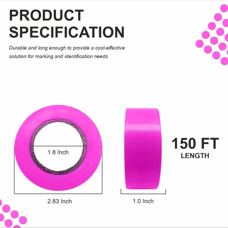 SINGHAL 5 Pack Pink Flagging Tape, 1" x 750 ft Length – Highly Visible Survey Tape for Marking & Barricading | Non-Adhesive Trail & Tree Marking Tape