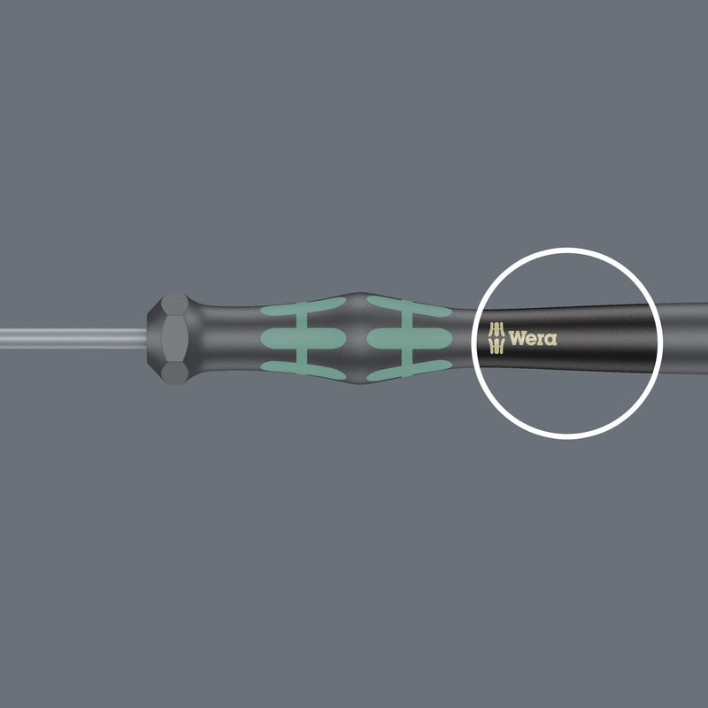 Wera 2052/6 Kraftform Micro Ballhead Hexagon Electronics Screwdriver Set and Rack, 6-Piece Ball-End: 1.5x60mm, 2x60mm, 2.5x60mm, 3x60mm, 0.9x40mm, 1.3x90mm