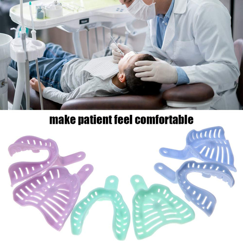 Akozon Dental Trays, 6 Pieces Mixed Colour Plastic Dental Impressions Trays Teeth Materials Holder