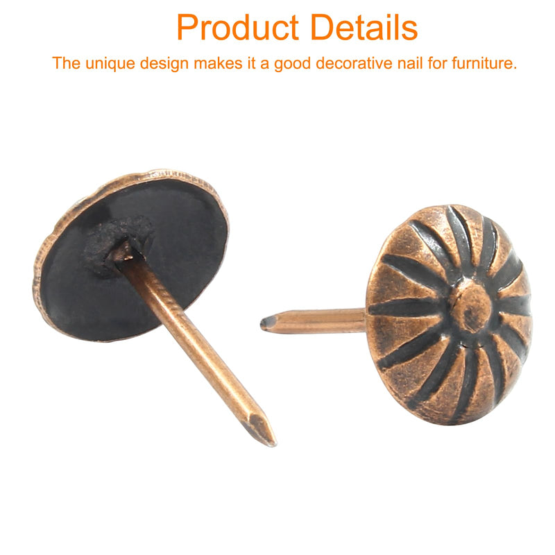 [Australia - AusPower] - 100PCS Red Bronze Upholstery Decorative Tacks, Antique Furniture DIY Nails Upholstery Daisy Stud for Sofa, Door and Craft (11 * 16MM) 100PCS 