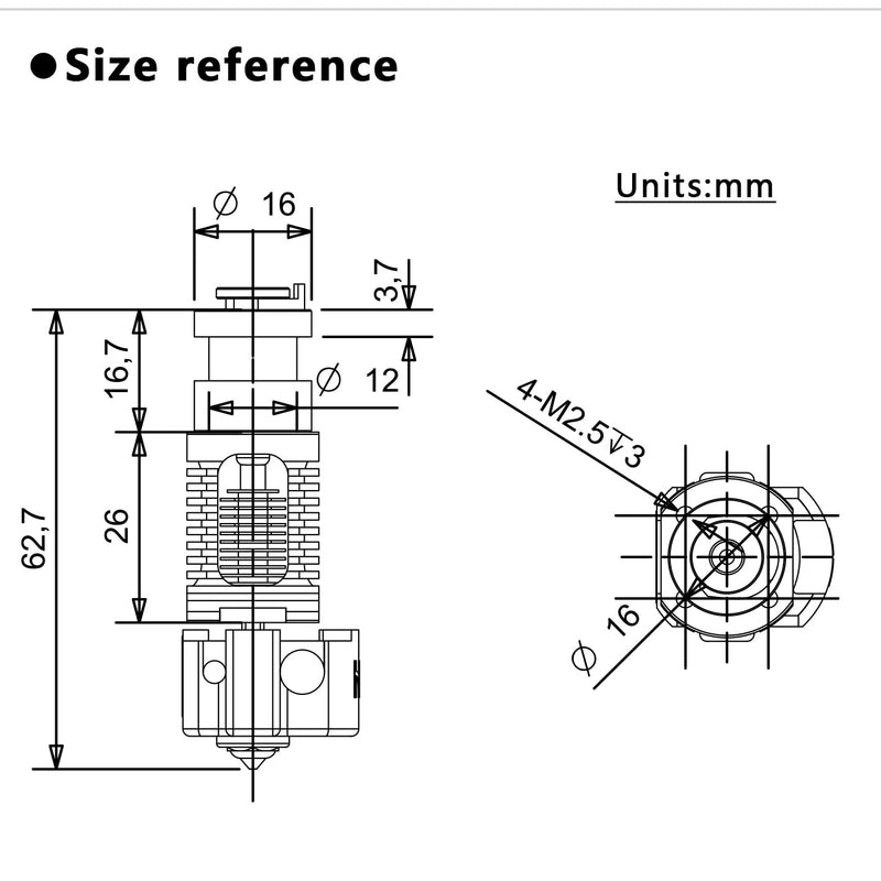 Upgrade Red Lizard k1 V6 Dragon Hotend Plated Copper Nozzle Block Compatible with Voron 2.4 0.1 CR10 Ender 3 V2 Pro Ender 5 Prusa I3 MK3s Titan DDB Extruder 3D Printer