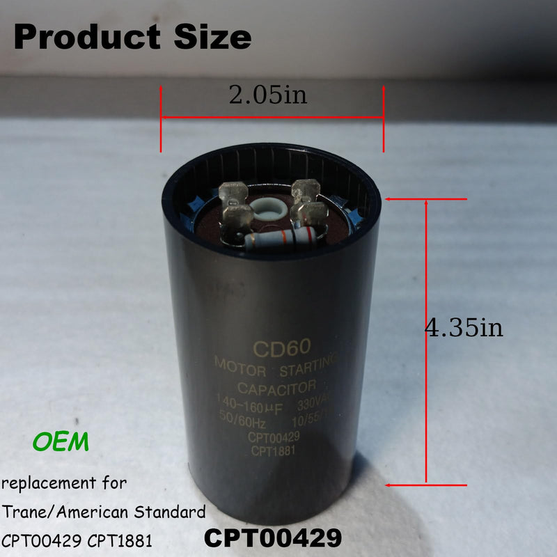 [Australia - AusPower] - Upgrade CPT00429 216-240 MFD 330 Volt Start Capacitor Replacement for Trane CPT1881 CPT00429, fit for American Standard Units,Heat Pump,Air Conditioning,AC Motors 