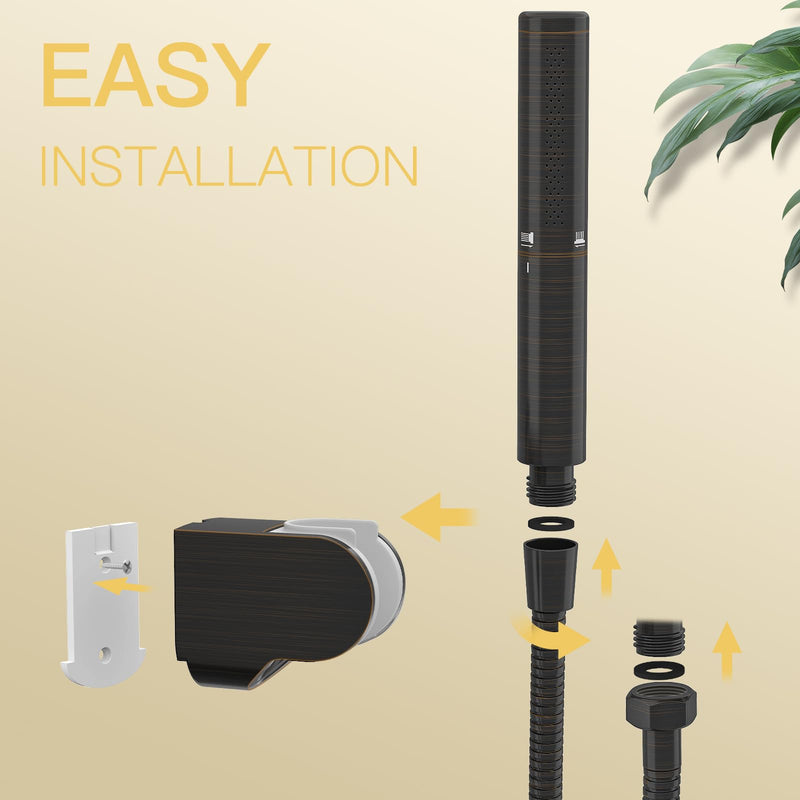 BESy Brass 2 In 1 Function Handheld Shower Head Set High Pressure 7 Inch Shower Head High Flow Hand Shower Wand with 59 Inch Hose, Bracket, Oil Rubbed Bronze