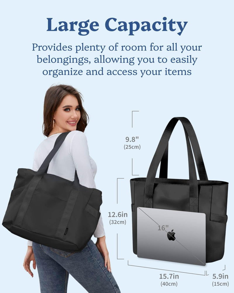 [Australia - AusPower] - Tote Bag for Women Weekender Bag with Laptop Compartment for Work Nurse Travel Gym Black 