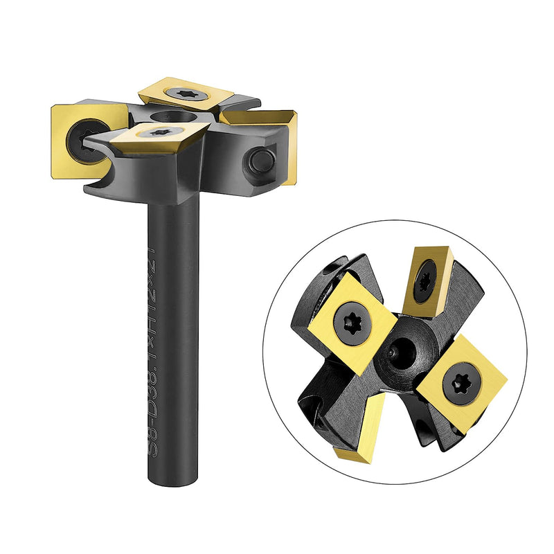 [Australia - AusPower] - SpeTool Face Milling Cutter 8 mm Shank 38.1 mm Cutting Diameter Face Milling Cutter for Router Surface Milling Cutter with ATS Coating Reversible Plates CNC Milling Cutter Wood 2 + 2 Flutes Flat Planfräser mit ATS Beschichtung 